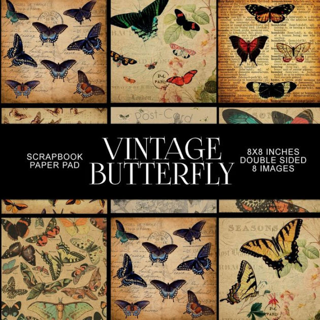 Vintage Butterflies: Scrapbook Paper Pad By Digital Attic Studio 