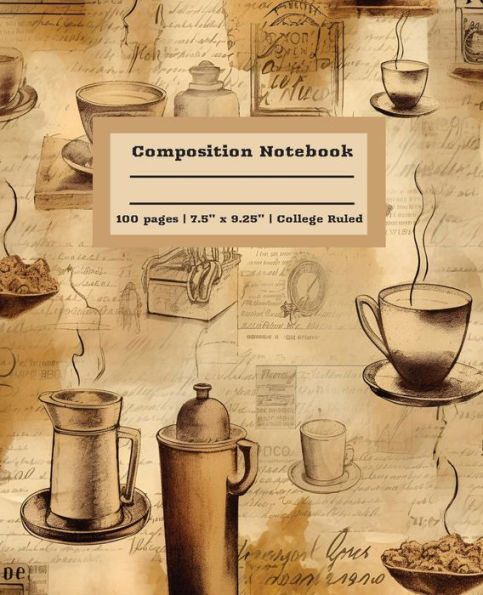 Composition Notebook Coffee Stain Theme Pattern 100 College Ruled Pages 7.25