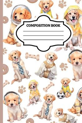 Wide Ruled Composition Notebook (6 x 9 inch) Cute Golden Retriever Cover