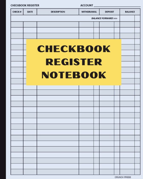 Checkbook Register Notebook Check Register Transaction Log Book by