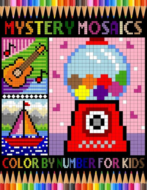 Mystery Color By Number For Kids Ages 8-12 : 50 Unique Color By