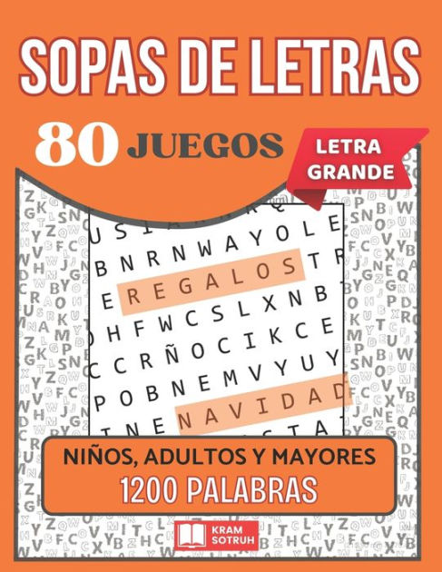 Sopas de Letras Temáticas para adultos niños y mayores 80 juegos 1200