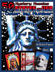 Title: Mystery Mosaics Color by Number: 50 States of USA: Pixel Art Coloring Book with Dazzling Hidden Landmarks, Places, Facts, Foods, Color Quest on Black Paper, Extreme Challenges for Relaxation and Stress Relief, Color by Number USA coloring 4mm Squares, Author: A bit of Pixel