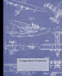 Composition Notebook. Sea Plane: Vintage style aesthetic art nouveau journal featuring marine aviation theme