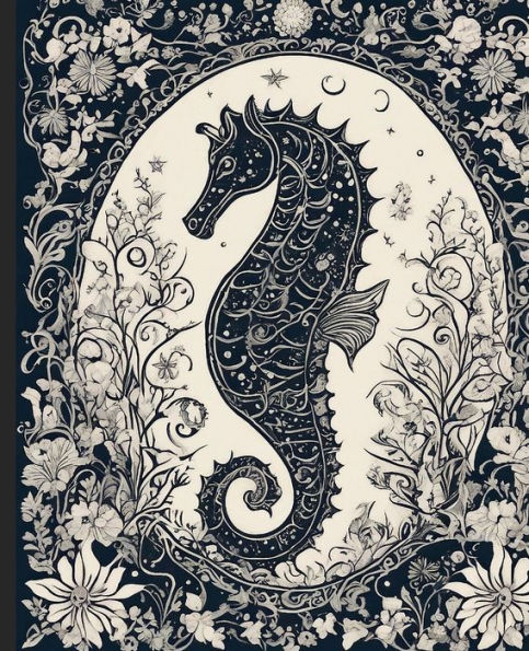 Seahorse Notebook: Vintage style aesthetic art nouveau journal featuring delicate ocean dancer.