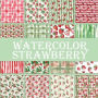 Watercolor Strawberry Patterns: Scrapbook Paper Pad