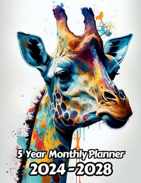 Abstract Giraffe 5 Year Monthly Planner v4: Large 60 Month Planner Gift For People Who Love Safari Animals, Animal Lovers 8.5 x 11 Inches 122 Pages