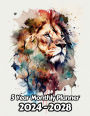 Watercolor Lion 5 Year Monthly Planner v1: Large 60 Month Planner Gift For People Who Love Cats, Animal Lovers 8.5 x 11 Inches 122 Pages