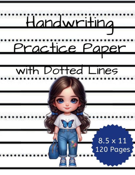 Handwriting Practice Paper Dotted Lines Notebook 120 Pages 8.5x11