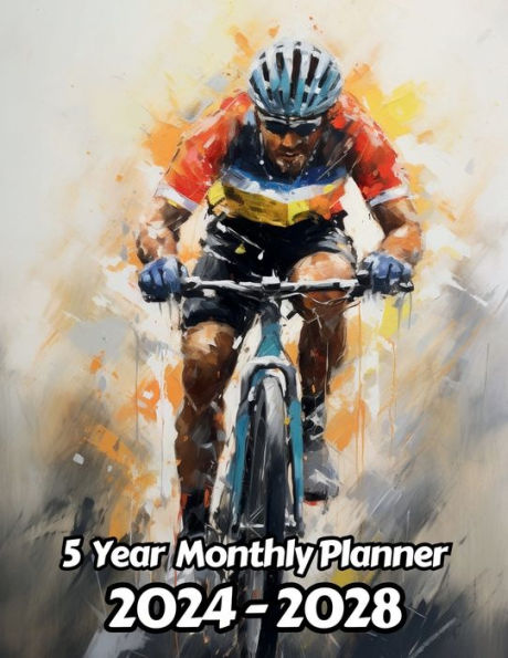 Oil Painted Cycling 5 Year Monthly Planner v4: Large 60 Month Planner Gift For People Who Love Bikes, Sport Lovers 8.5 x 11 Inches 122 Pages
