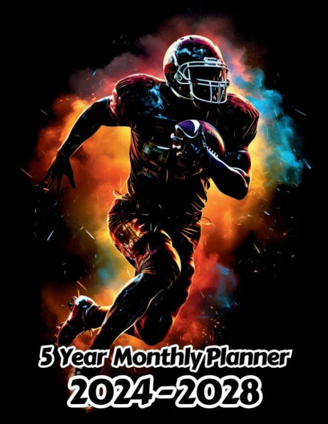 Abstract American Football 5 Year Monthly Planner v2: Large 60 Month Planner Gift For People Who Love Gridiron, Sport Lovers 8.5 x 11 Inches 122 Pages