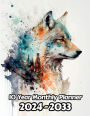 Watercolor Wolf 10 Year Monthly Planner v2: Large 120 Month Planner Gift For People Who Love Forest Animals, Animal Lovers 8.5 x 11 Inches 242 Pages