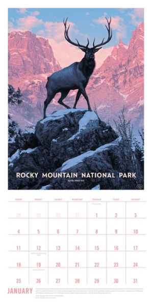 2026 The Art of the National Parks Wall Calendar