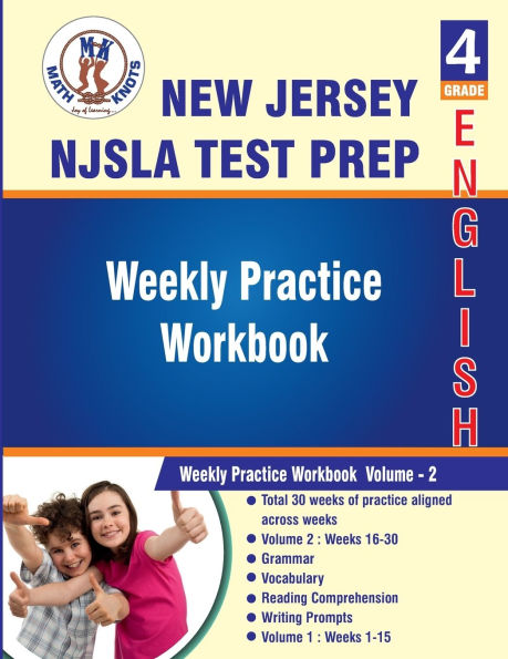 New Jersey Student Learning Assessments (NJSLA) , 4th Grade ELA Test Prep: Weekly Practice Work Book , Volume 2: