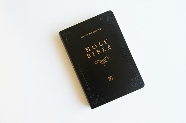 KJV Holy Bible, Giant Print Thinline Large format, Black Premium Imitation Leath er with Ribbon Marker, Red Letter, and Thumb Index