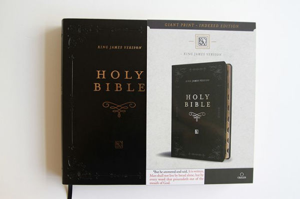 KJV Holy Bible, Giant Print Thinline Large format, Black Premium Imitation Leath er with Ribbon Marker, Red Letter, and Thumb Index