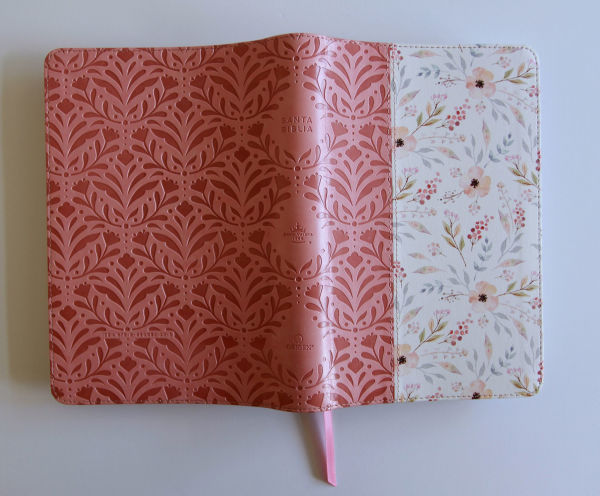 Biblia RVR 1960 Letra gigante, símil piel rosada con flores (Edición cantos pintados / Spanish Bible RVR 1960 Giant Print Handy Size Leathersoft Pink floral