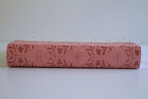 Biblia RVR 1960 Letra gigante, símil piel rosada con flores (Edición cantos pintados / Spanish Bible RVR 1960 Giant Print Handy Size Leathersoft Pink floral