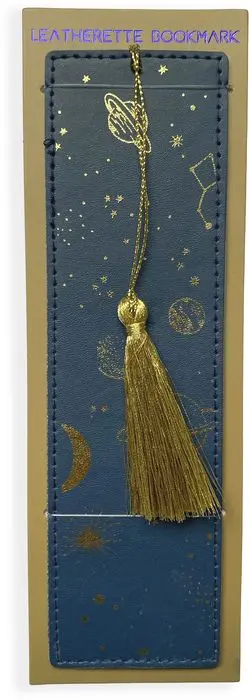 Celestial Leatherette Bookmark with Tassel Gold Accents by Oliver Smith &  Co, LLC