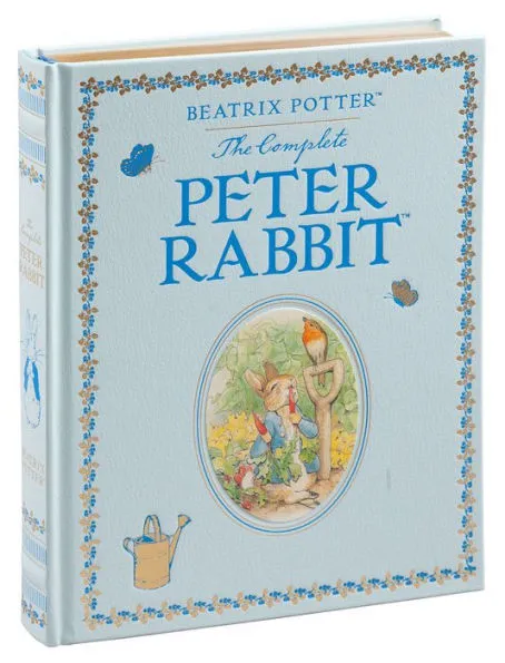 blue book titled “The Complete Peter Rabbit”