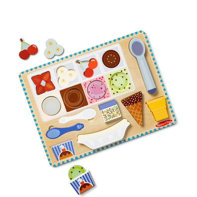 Melissa & Doug Wooden Magnetic Ice Cream Puzzle & Play Set