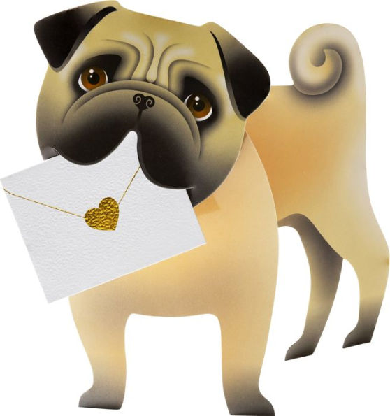 Blank Greeting Card Pug With Letter