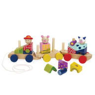 Title: Manhattan Toy Stack & Pull Wood Train