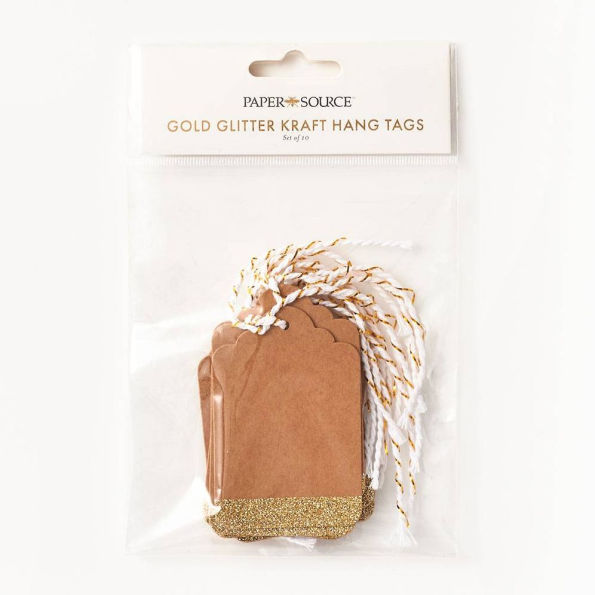 Gold Glitter Kraft Gift Tags
