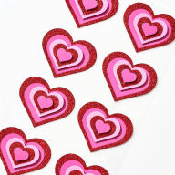 Title: Retro Glitter Heart Stickers