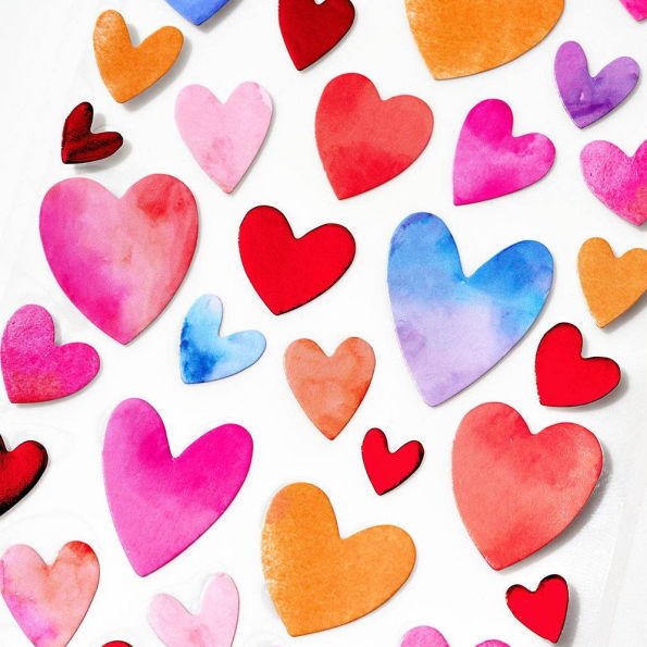 Foil Watercolor Heart Stickers