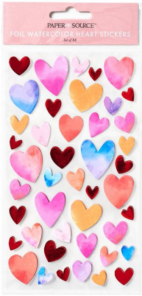 Foil Watercolor Heart Stickers