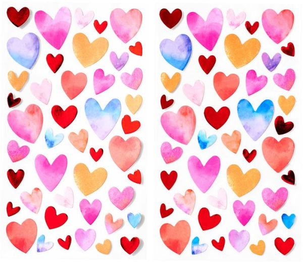 Foil Watercolor Heart Stickers