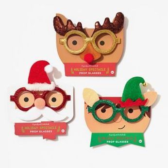 Cheer Gear Holiday Novelty Glasses with Sequin and Glitter Accents on Gift Card (Assorted)