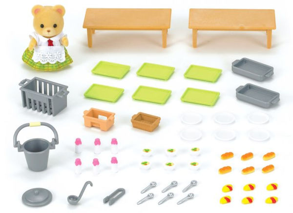 Calico Critters School Lunch Set, Dollhouse Playset with Figure and Accessories