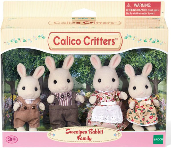 Calico Critters Sweeptea Rabbit Family, Set of 4 Collectible Doll Figures