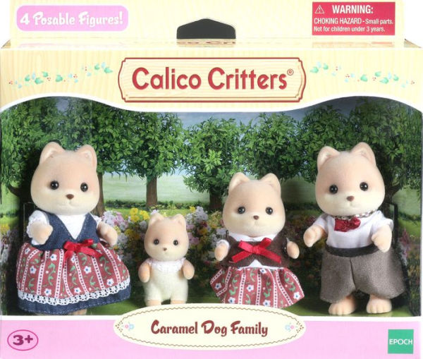 Calico Critters Caramel Dog Family, Set of 4 collectible Doll Figures