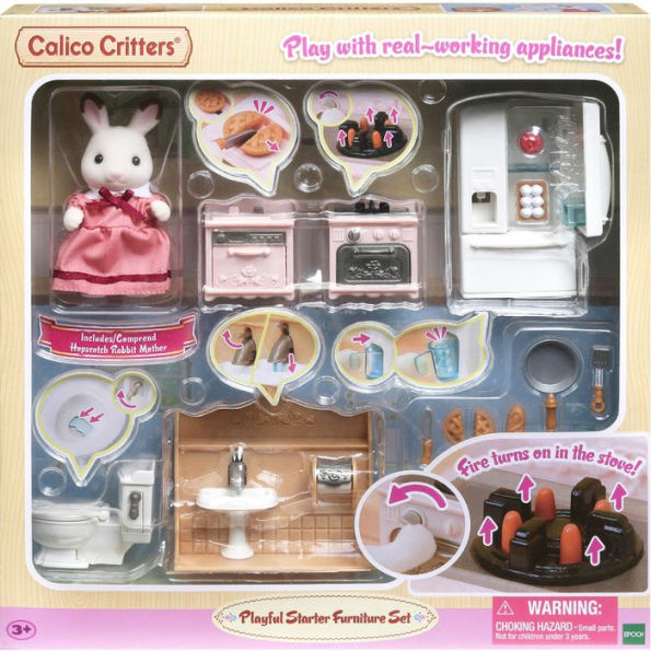 Calico Critters Playful Starter Furniture Set, Dollhouse Furniture Set with Figure and 