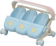 Calico Critters Triplets Stroller, Dollhouse Accessory Set for Triplet Figures