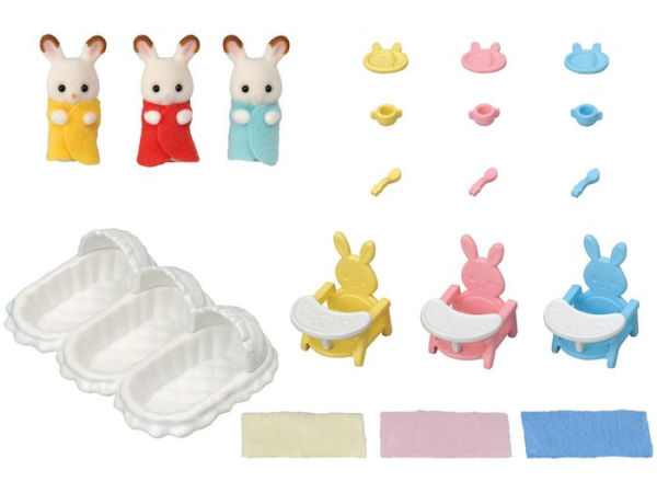 Calico Critters Triplets Care Set, Dollhouse Playset with 3 Figures and Accessories