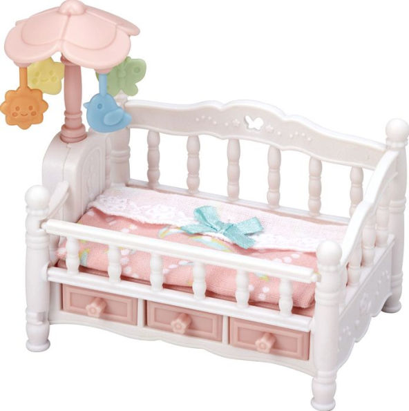 Calico Critters Crib with Mobile, Dollhouse Furniture Set with 