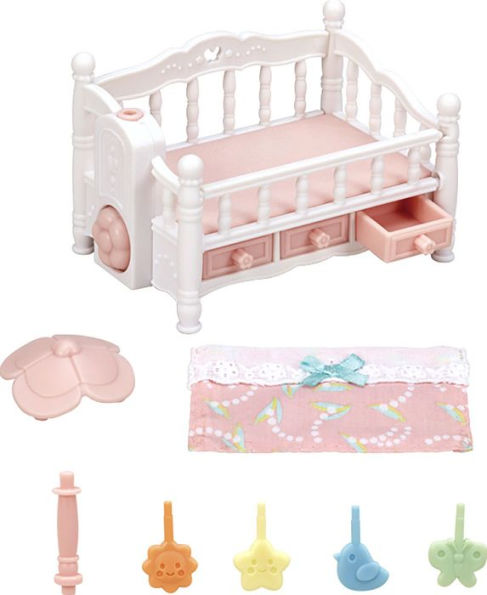 Calico Critters Crib with Mobile, Dollhouse Furniture Set with 