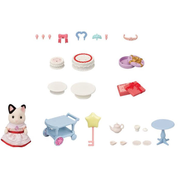 Calico Critters Tuxedo Cat Girl's Party Time Playset, Dollhouse Playset with Figure and Accessories