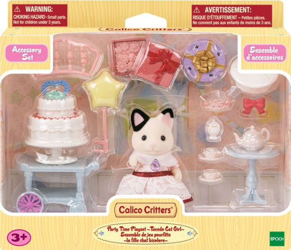 Calico Critters Tuxedo Cat Girl's Party Time Playset, Dollhouse Playset with Figure and Accessories