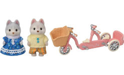Alternative view 2 of Calico Critters Husky Brother & Sister's Tandem Cycling Set, Dollhouse Playset with Figures and Accessories