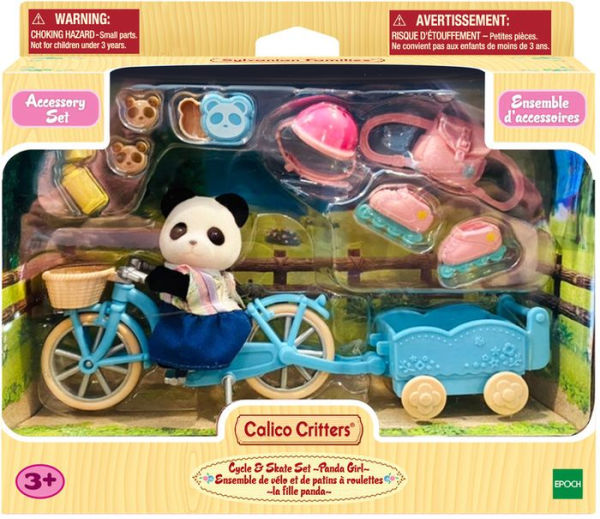 Calico Critters Pookie Panda Girl's Cycle & Skate Set, Dollhouse Playset with Figure and Accessories