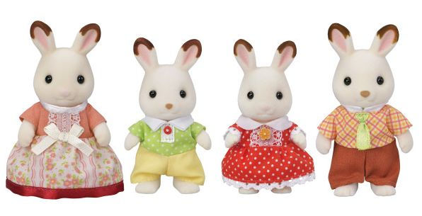 Calico Critters Hopscotch Rabbit Family, Set of 4 Collectible Doll Figures