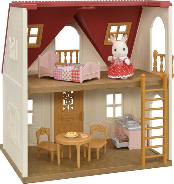 Calico Critters Red Roof Cozy Cottage, Dollhouse Playset with Figure, Furniture and Accessories