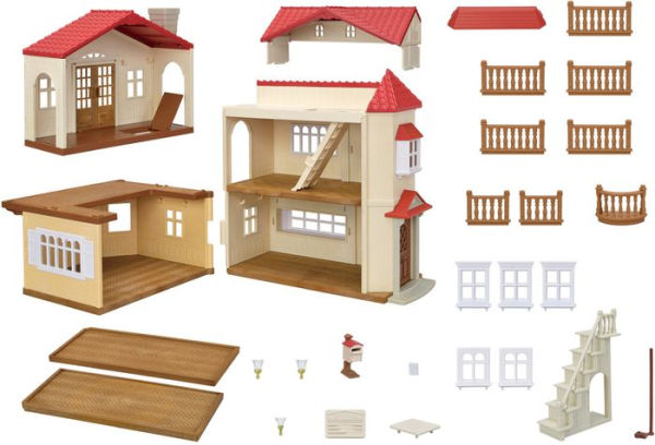 Calico Critters Red Roof Country Home Secret Attic Playroom, Dollhouse Playset
