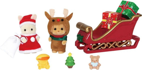 Calico Critters Baby Sleigh Ride - B&N Exclusive - Limited Edition Seasonal Holiday Set with 2 Collectible Doll Figures and Accessories