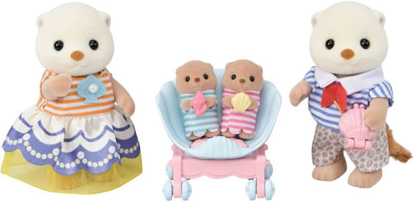 Calico Critters Sea Otter Family, Set of 4 Collectible Doll Figures